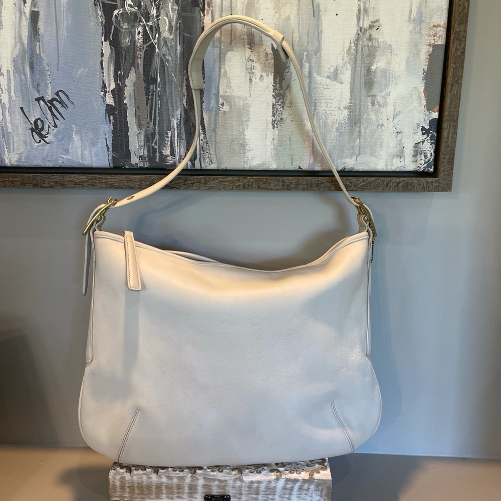 Coach Ivory Leather Handbag gold tone hardware